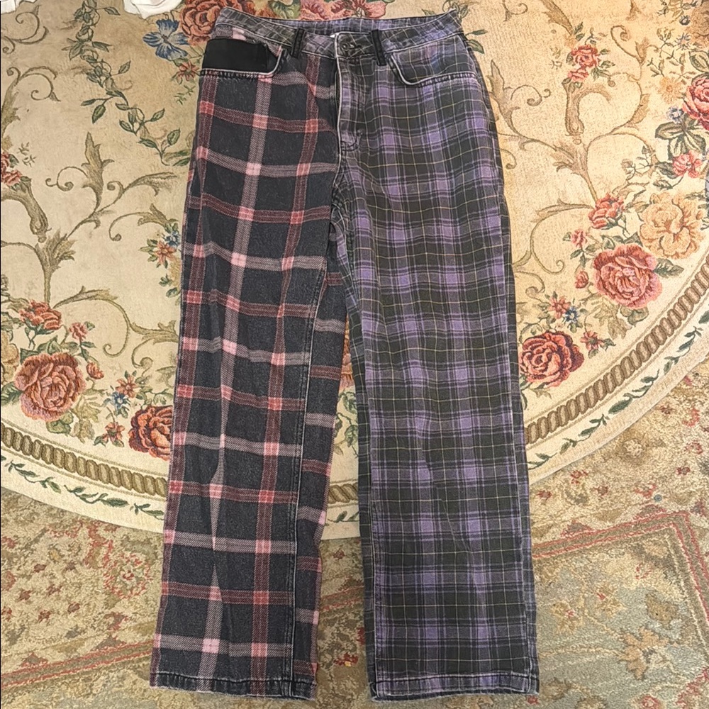 Plaid Patchwork Womans Pants
